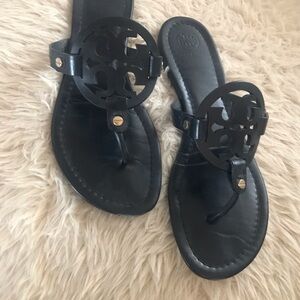 Tory Burch Black Leather Thong Sandals